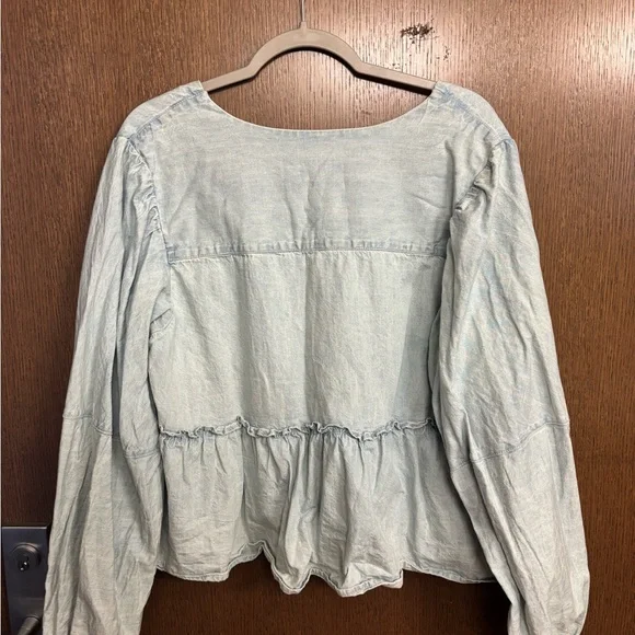 Free People Denim Brunch Babe Top - Picture 3 of 4